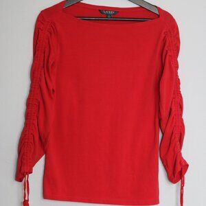 Ralph Lauren Red Knit Long-Sleeve Top – Size Large